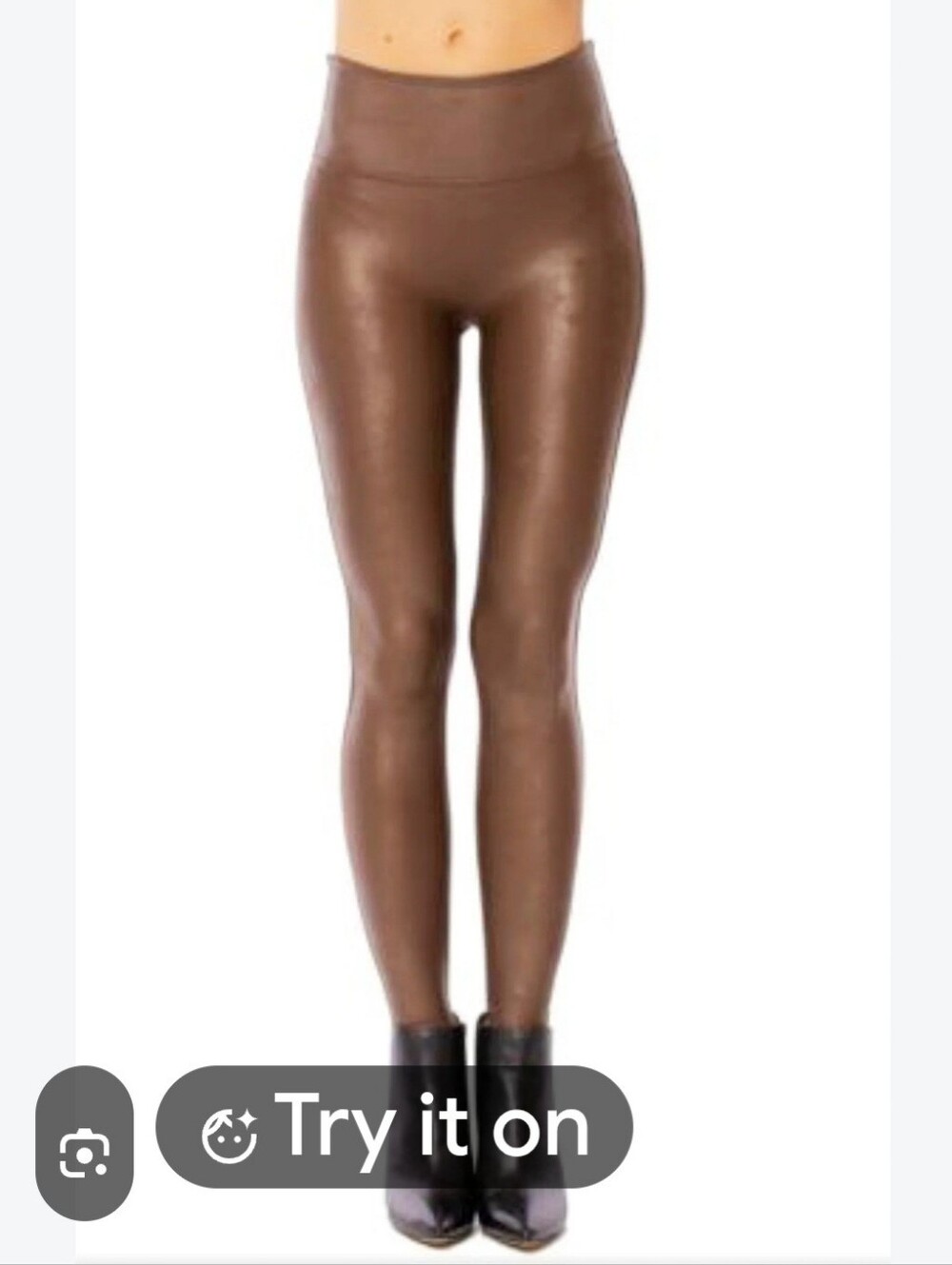 SPANX High-Waist Bronze Faux Leather Leggings Size Medium